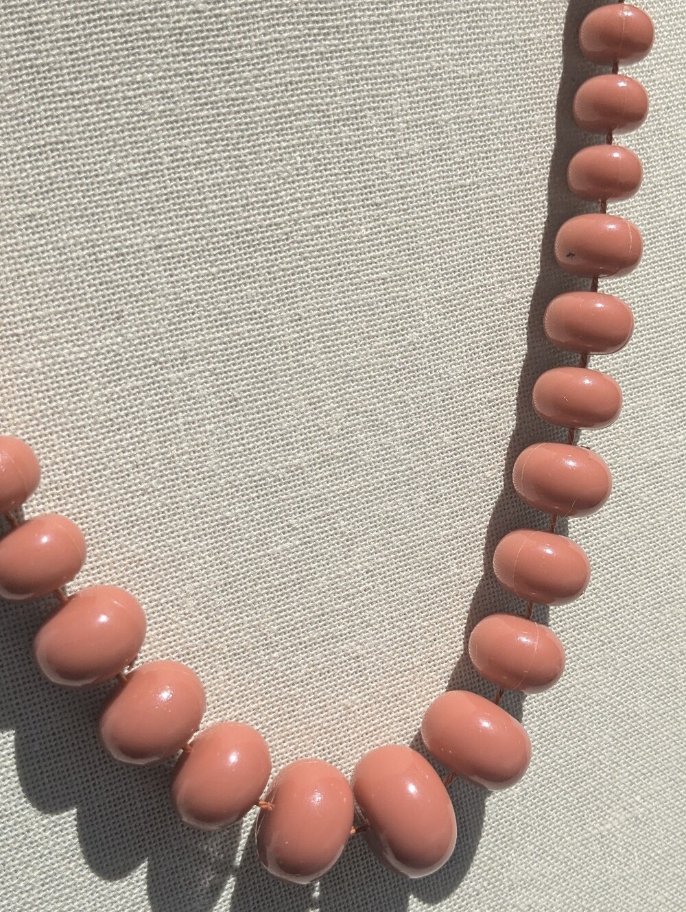 Vintage Peachy Pink Acrylic Bead Necklace – 24” Statement Strand